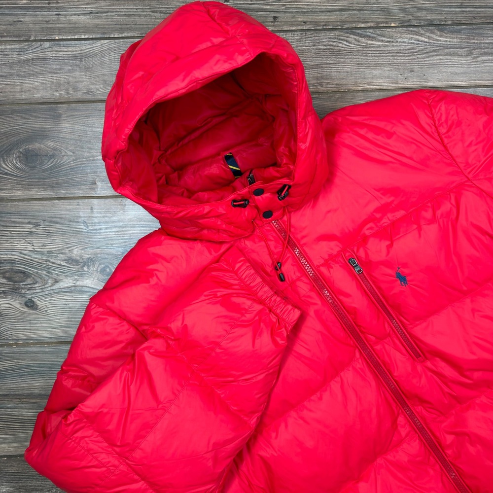 Polo Ralph Lauren Mens 4XB Down Puffer Jacket Red Performance Removable Hood
